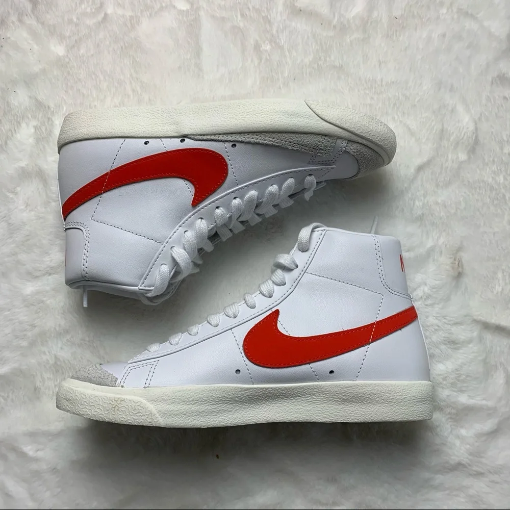 Nike Women's White & Red High-Top Sneakers